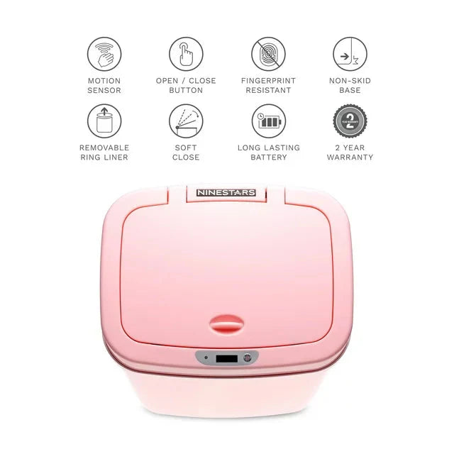 Nine Stars 3.2 Gallon Trash Can, Plastic Touchless Bathroom Trash Can, Pink - Amado Deals - wholesale and distributors with free shipping in United States Nine Stars 3.2 Gallon Trash Can, Plastic Touchless Bathroom Trash Can, Pink - Amado Deals - wholesale and distributors with free shipping in United States